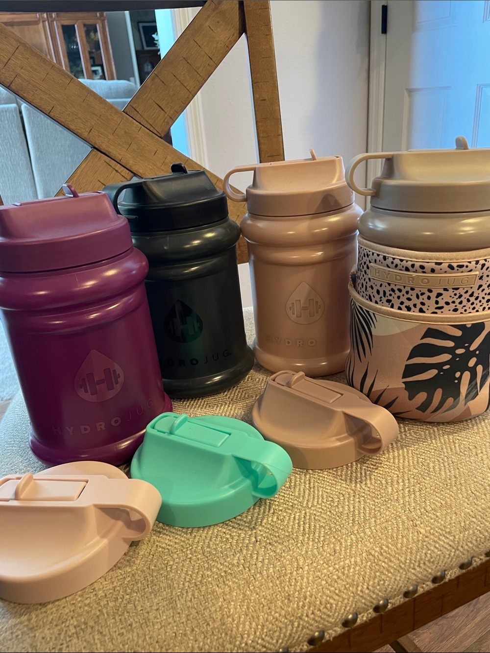 HydroJug Insulated Wide-Mouth Water Bottle - Pink, Black, Mauve, Teal Lids